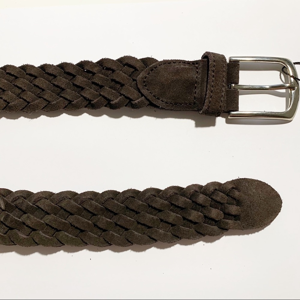 NWT Zara Man Brown Braided Leather Belt. Size 38.